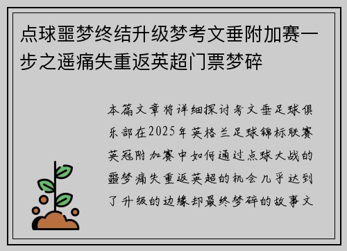 点球噩梦终结升级梦考文垂附加赛一步之遥痛失重返英超门票梦碎